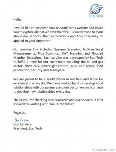 ScanningTech directors message